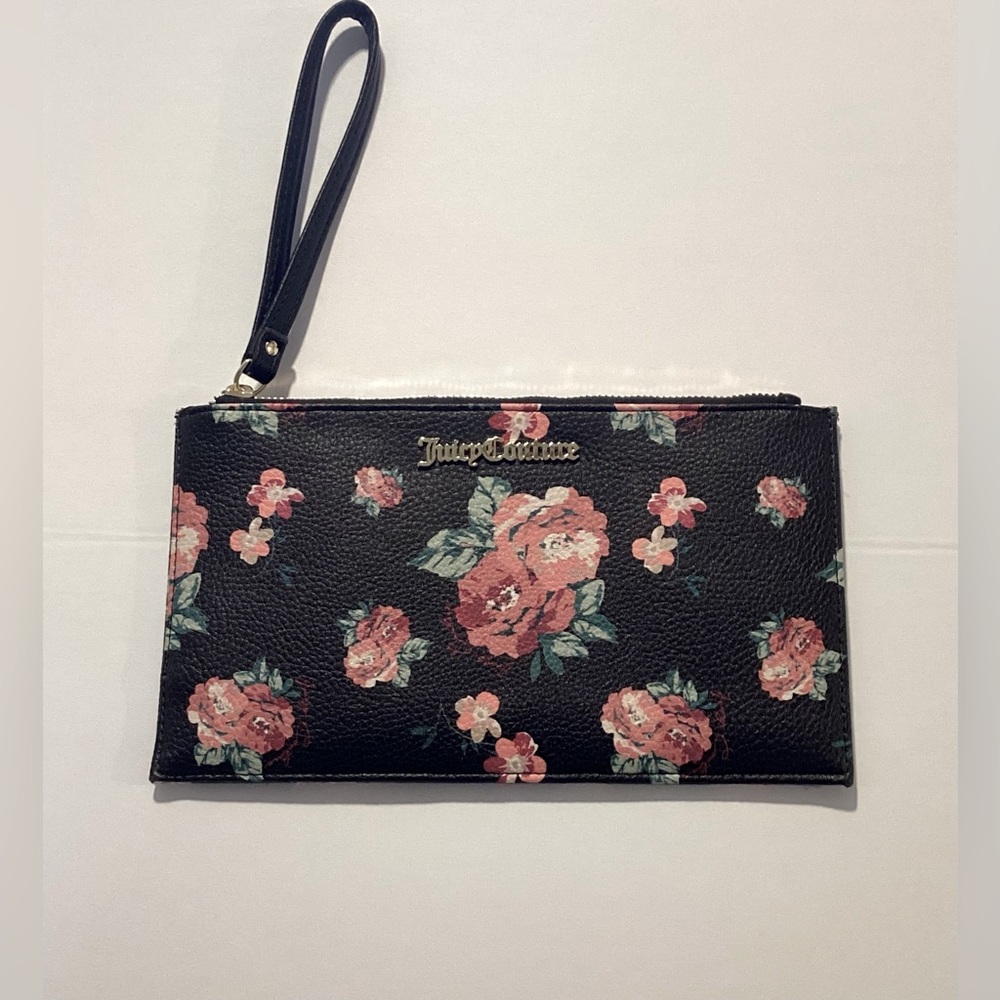 JUICY COUTURE LARGE WRISTLET WALLET black pink peach